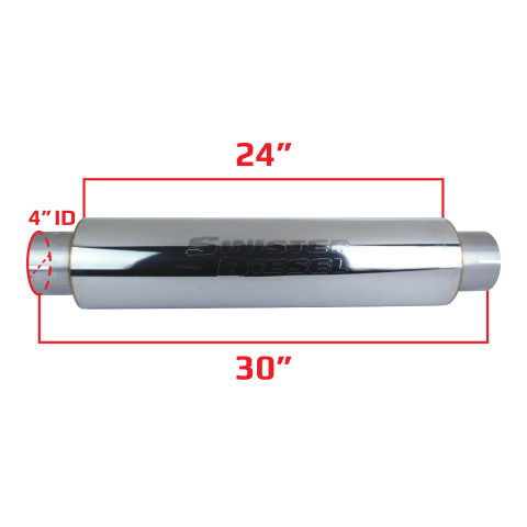 Image 2: Sinister Diesel 4" Inlet Universal Stainless Steel Muffler